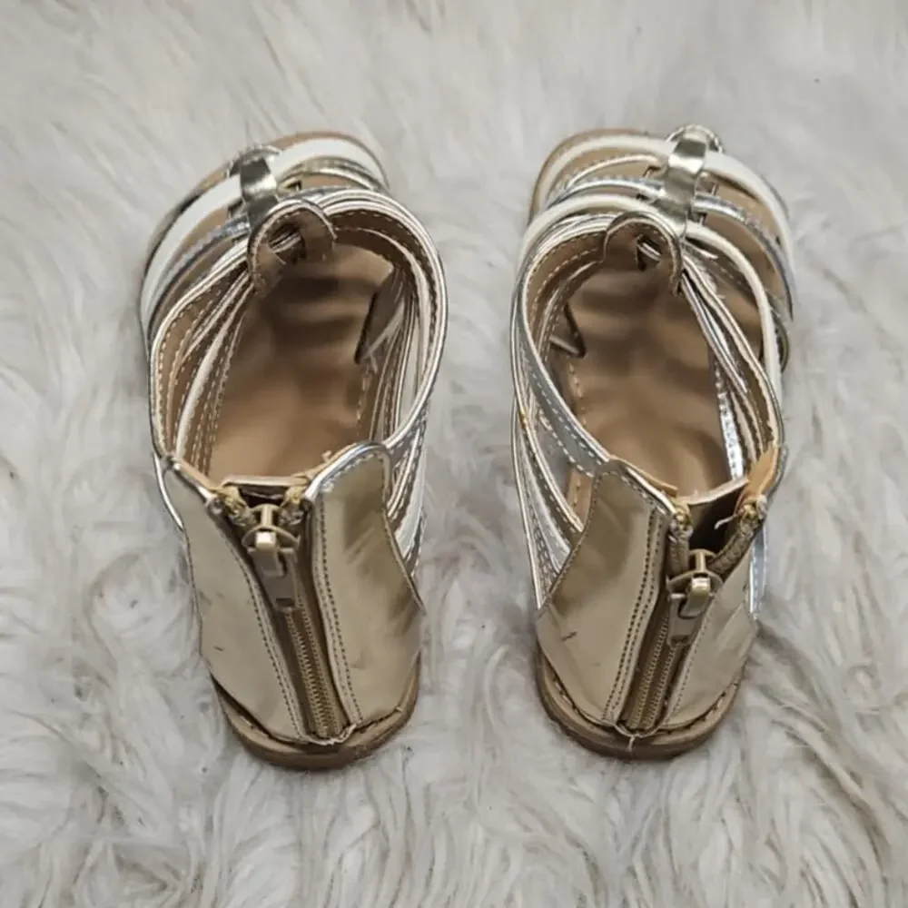 Tucker + Tate  Girls  Gladiator Sandals - Gold/Silver/White - Size 13M - Picture 4 of 7